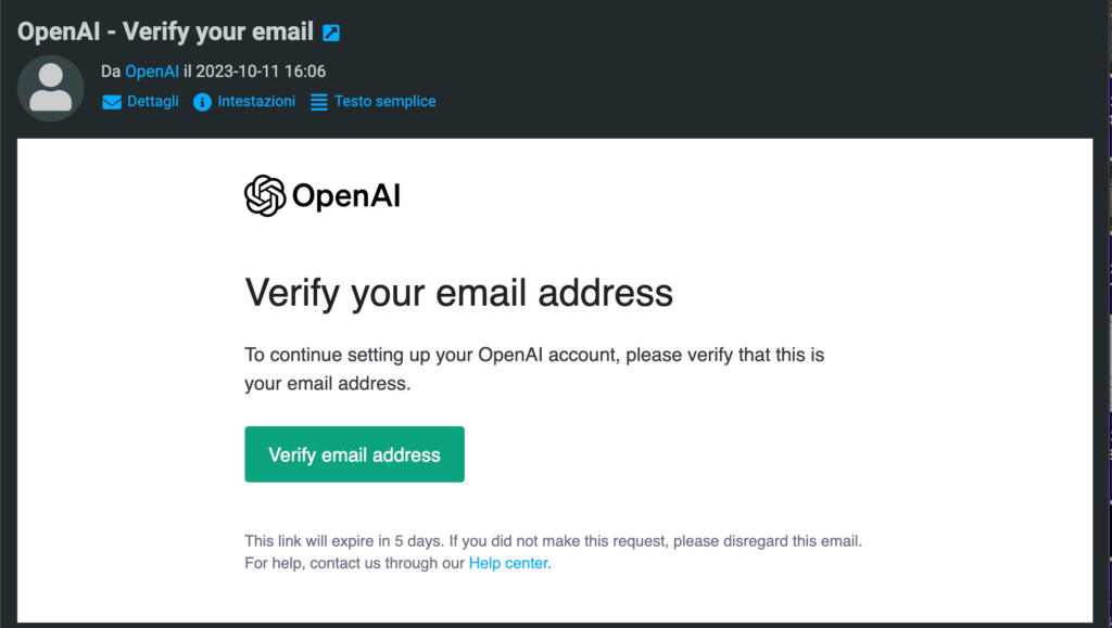 Accedi alla tua casella di posta elettronica e clicca sul pulsante di verifica del tuo indirizzo email